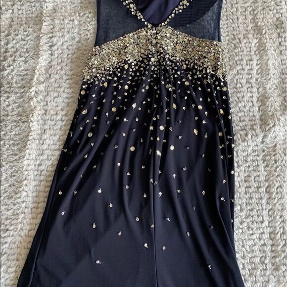 Gorgeous Navy Formal (Prom) Dress Embellished With Sequin’s & Crystals - Picture 5 of 15